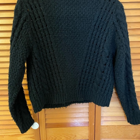 Zara Chunky Knit Cropped Sweater, Size S, Black, Silver Circle Hardware … - Picture 7 of 10